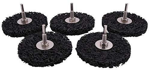 Lot de 5 disques de nettoyage épais en non-tissé 100 mm avec tige de 6 mm pour visseuse sans fil
