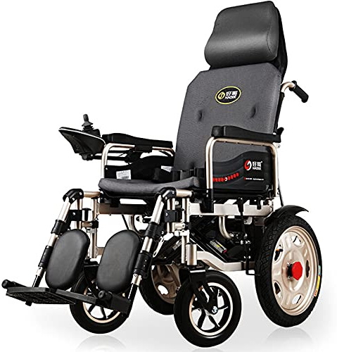 Silla de ruedas eléctrica, estructura de acero, productos de cuidado portátiles plegables para ancianos y vehículos discapacitados, reclinable diseñado para personas con movilidad reducida/A /