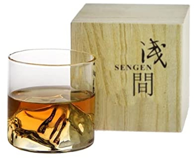 GOUQISHUI Vaso de whisky japonés 3D Mountain Glacier Old Fashioned Whisky Rock, vaso de whisky de madera, caja de regalo, vaso de vino