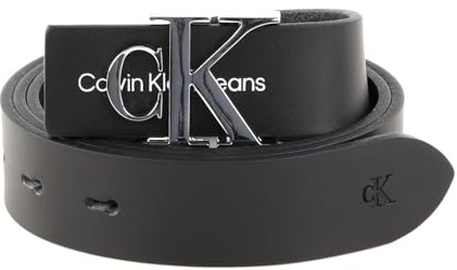 Calvin Klein Damen Gürtel Monogram Hardware 3.0 cm Ledergürtel, Schwarz (Black), 100 cm