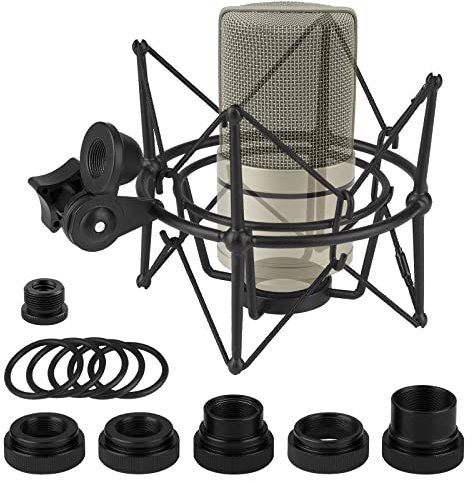 Geekria for Creators Support antichoc pour microphone compatible avec MXL 770, 990, R77, TEMPO, V67G, 2006, R144 Adaptateur de suspension anti-vibration Clip de support de micro (noir/métal)