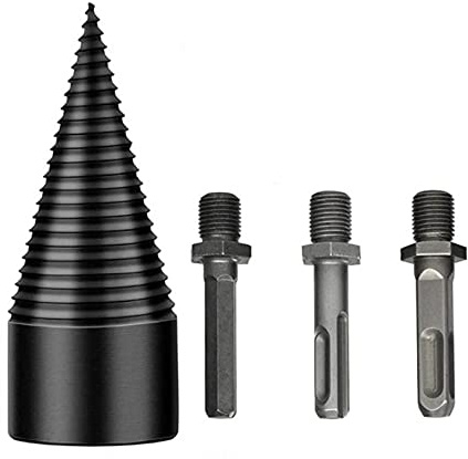 VOANZO 4PCS Wood Splitter Drill Bit firewood Drill bit Wood Splitter Square Handle Round Handle and Hex Shank 32mm/1.26inch