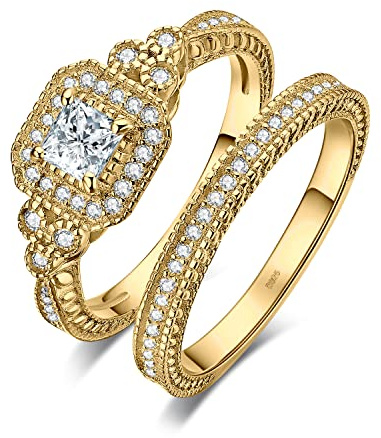JewelryPalace Zirkonia Verlobungsringe Für Frauen, Jubiläum Versprechen Hochzeitsring Vorsteckring Trauring Ehering Braut Sets 925 Sterling Silber Ring mit Stein Rosegold Gold