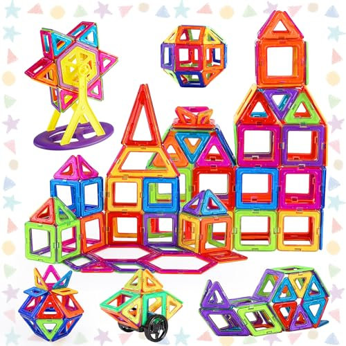 StarryTiger 84 Teile Magnetische Bausteine für Kinder ab 3 4 5 6 7 8 Alter Jahren, Montessori Spielzeug für Mädchen Jungen Pädagogisches Geschenk, Perfekt STEM Lernspielzeug Geschenk