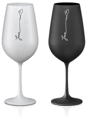 Bohemia Lot de 2 verres à vin en cristal Noir/blanc 550 ml