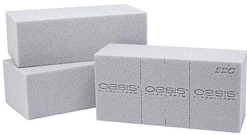 Flowerbox 3X Original Oasis® SEC Steckschaum für Gestecke mit Trockenblumen - 23 x 11 x 3,6 cm - Steckmasse Blumen - Trockensteckschaum Hochzeit Geburtstag Kirche Ziegelform