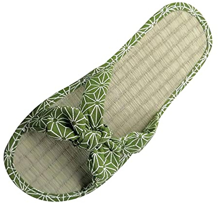 QWUVEDS Zapatillas de estar por casa para mujer, pantuflas de verano para mujer, sandalias planas, cómodas y antideslizantes, sandalias silenciosas de ratán, zapatillas de mujer baratas