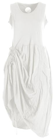 Vishes - Alternative Bekleidung - verstellbares Damen Kleid lang kurzes Sommerkleid Damen Kleider weiß 48