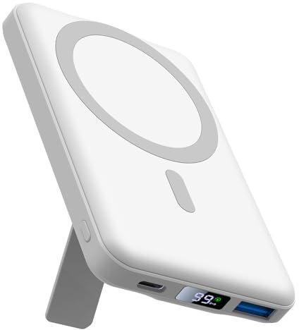 AOGUERBE Mag-Safe Powerbank 10000mah, Magnetische Externe Batterie, Wireless Power Bank 22.5W PD Schnelles Laden mit LED-Display, Faltbarer Akkupack für iPhone 16/15/14/13/12/Mini/Pro/Pro Max