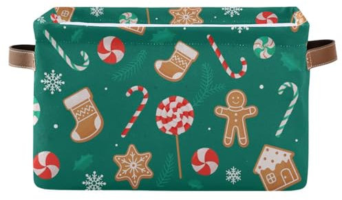 Mnsruu Cesto portaoggetti per mensole, scatole di pan di zenzero con manici, grandi contenitori per armadio