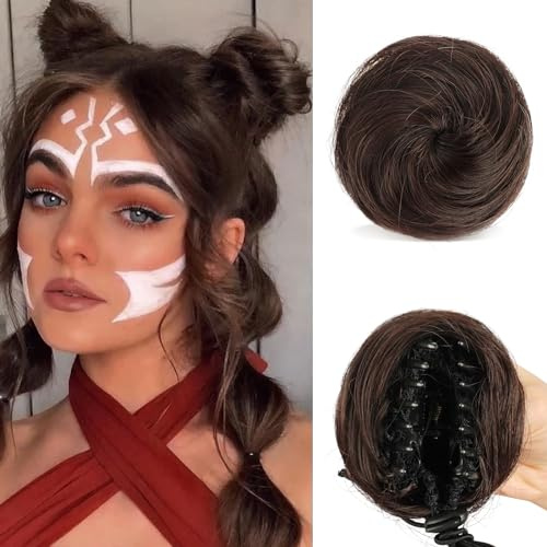 Sofeiyan 2PCS Krallen Clip in Haar Bun Mini Messy Bun Haarteile Dutt mit Klammer Synthetik Haars Scrunchies Haar Donut Chignon Pferdeschwanz Haarteil Dutt für Damen 2/33#