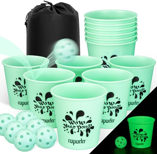 ropoda Giant Yard Pong,Yard Games with Durable Buckets and Balls - Choose Red Large, XL, or Green - Glow in the Dark, Outdoor Game with Carry Bag for the Beach,Lawn, Great Gift Choice for Families
