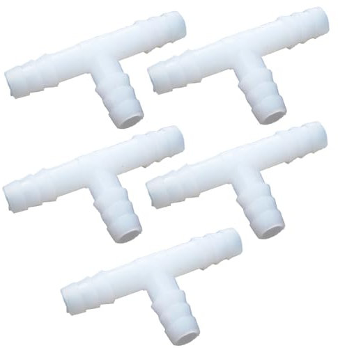 BE-TOOL 5 raccordi adattatori per tubi a T, connettore per tubo spinato uguale, connettore ondulato in plastica per sistemi di irrigazione da giardino (12 mm)