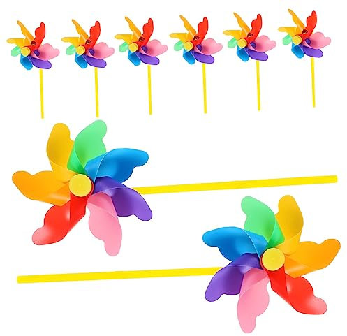 CAXUSD 8St Windmühle Bunte Windspiele Windräder Masse Bunte Windräder Ornament Szenendekor Windrad In den Boden stecken Rasen Beschilderung Kunststoffstab rotieren schmücken Plastik