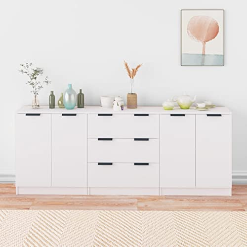 Camerina Aparador de 3 Piezas Madera aparadores para Salon Mueble aparador Armario Auxiliar Mueble aparador Salon contrachapada Blanco - 3115780