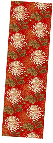 HOMSFOU Orientalischer Wandaufkleber 45x300cm Rote Chrysantemen Abnehmbar Kreative Wanddekoration für Wohnzimmer Tv Hintergrund aus Pvc