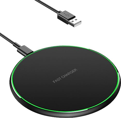 Wireless Charger, 15W Max Fast Qi Wireless Charging Pad for iPhone 15/14/13/12/Pro/Pro Max/XS Max/XR/Se,Samsung Galaxy S22/S21S20/S10/S9/Note10/9,HUAWEI Mate RS/P30/40/50 Pro, etc (Black)