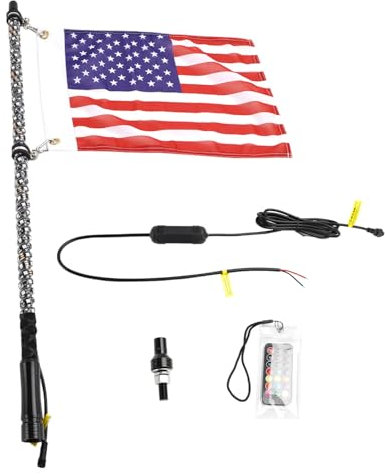 Areyourshop 4ft RGB LED APP Whip Lights Antenne mit Flaggen-Fernbedienung Fit für Polaris UTV ATV