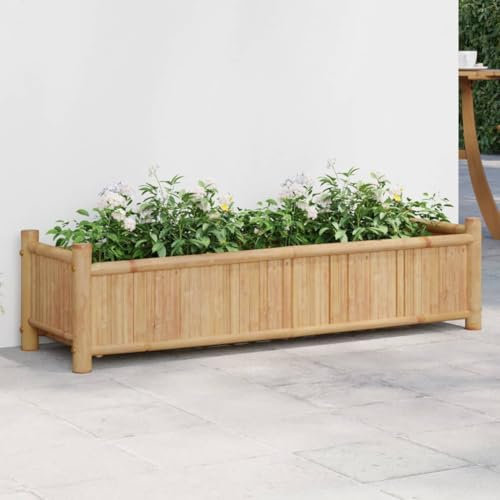 JUDYY Pflanzkübel 100x30x25 cm Bambus, Blumentopf Gross, Blumenkasten Balkon, übertopf, Pflanzkasten, Flowerpot, Kräuterbeet Für Die Küche, Vertikalbeet - 366461
