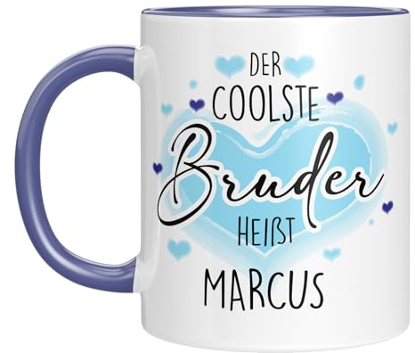 Tasse personalisiert mit Namen - Kaffeetasse mit Spruch - der coolste Bruder - Namenstasse - witzig - Geschenkidee - Familie - Geburtstagsgeschenk