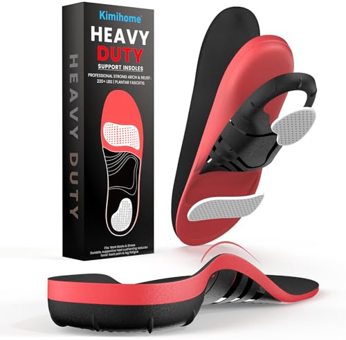 Kimihome Plantar Fasciitis Relief Insoles - (2 Pairs) - High Arch Support Inserts - Heel Cups & Shoe Inserts for Heel Pain Relief - S - UK 4.5-5