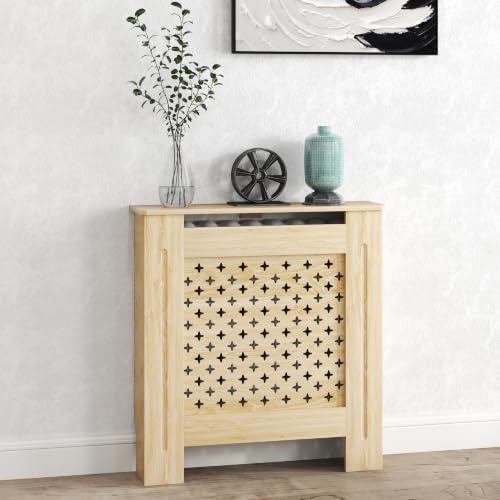 HOMCOM Cache-radiateurs Housse de radiateur en MDF 78x19x82 cm Cache-radiateur pour salon Chambre Couloir Chêne