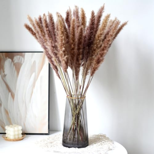 CHZIMADE Natural Pampas Grass 12pcs Dried Flower Reed Grass Fluffy 33cm Artificial Flower Arrangements DIY Boho Plant for Wedding Home Décor