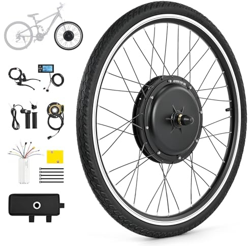 CO-Z 26 Zoll Ebike Umbausatz E-Bike Vorderrad Umbausatz Kit Elektrofahrrad Umbausatz Ebike Conversion Kit Electric Bicycle Umbausatz Pedelec Umbausatz 1000W