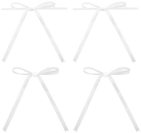 G2PLUS Weiß Satin-Schleifen Set: 13x18cm Klebepunkte and Drahtbinder Geschenkschleifen für Verpackung, DIY Basteln, Hochzeit, Party – 30 Stück