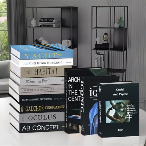 YUJUVI Deko Bücher für Heimdekor 12 Stk Fake Books Dekorative Bücher Dekobücher Faltbare Kartonschachtel nurGefälschte Bücher Display für Home Couchtisch Regale Dekobücher für Büro (12 Stk Set Deko B)