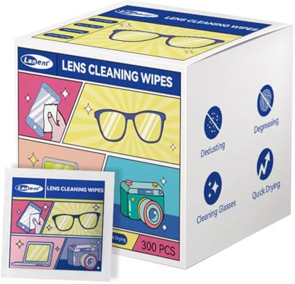 Lanent Lens Cleaning Wet Wipes Pack of (300)- Screen Cleaner Glasses Wipes for Eyeglasses, Sunglasses, Camera Lenses, and Screens, Pre-Moistened, Anti-Fog