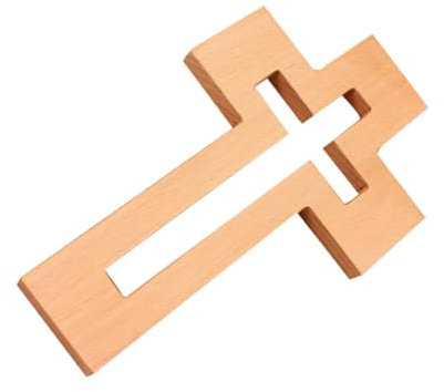 Cabilock 1Stk Kreuzanhänger selber Machen hängend Kruzifix Taufe stehendes Kreuz schmücken Kreuz Stand rustikale Holzkreuz Kirchendekoration Wandkreuz Jesu Kreuz Holzhandwerk Bambus
