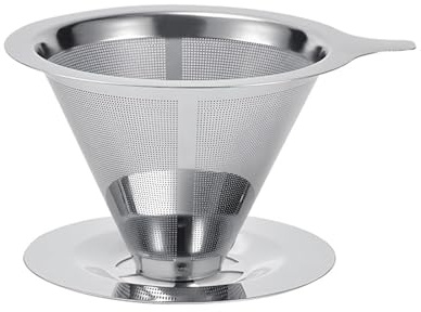 Kaffeefilter Wiederverwendbar, Kaffeefilter aus Edelstahl Permanent Kaffee Filter mit Sockel Spülmaschinengeeignet, Papierloser Dauer Kaffeefilter zur Herstellung von Manuellem Kaffee, für 1-4 Tassen