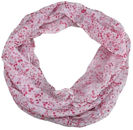 beybey® feiner Damen Loop Schal aus Seide und Viskose mit Blümchen Muster - Frühlingserwachen und die Brise des Lebens. (rosa)