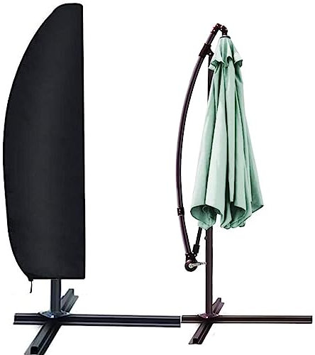 Cubierta para sombrilla voladiza impermeable extra grande para exteriores, protección contra el polvo, resistente al viento, a prueba de nieve, color negro, se adapta a paraguas de 280 x 40/81/45 cm