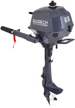 Boudech Krave 2.5 - Motore Marino Fuoribordo a Benzina 4 Tempi 72cc 2.5 Hp Raffreddato ad Acqua Gambo Corto per Gommoni Barche da Pesca