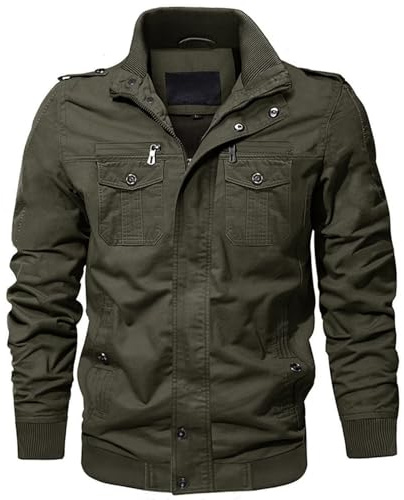Jinsha Blouson Aviateur Homme Coton Hiver RandonnéE Escalade Zipper Veste Militaire Bombers Cargo Homme Multipoche ExtéRieur Manteau Coupe-Vent Travail VêTements D’ExtéRieur Armée Verte M