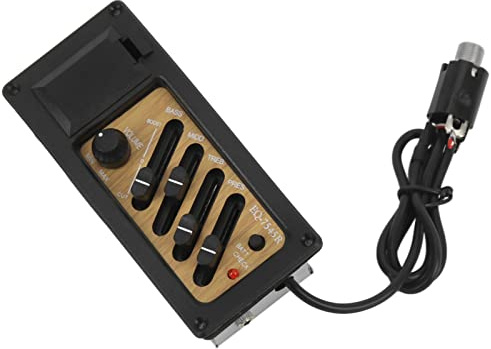 Alomejor Holzkornfarbe Akustikgitarren -Pickup Preamp Piezo 4 Band EQ Equizer System mit Komplettem Zubehör für Einfache Installation, Ideal für Musikliebhaber
