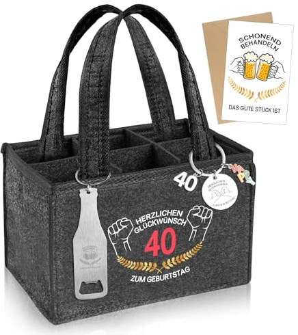 INQUIRLLY Originelle Geschenke Geburtstag Mann, 40 Jahre Männerhandtasche Bier für 6 Flaschen