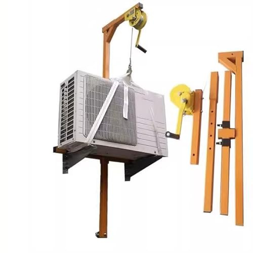 Aide au Levage de climatiseur, Grue d'atelier for Installation de climatiseur avec treuil et poulie de 11 LB, Outil de Levage Mural for unités extérieures