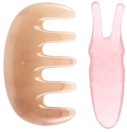 Beaupretty Peine Masajeador Multifuncional Set de 2 Piezas de Resina Rosa Estimula Acupuntos y Mejora Penetración de Productos Tenedor Raspador en Forma para Cuero Cabelludo
