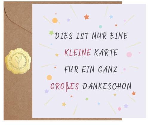 NPCSWXQ Dankeschön Geschenke mit Umschlägen und Aufklebern,quadratisch Klappkarte einfache, lustige Dankeskarte für Frauen, Männer, Mädchen, Jungen,Lehrer, Arzt, Kollegen,Hochzeit Dankeskarten
