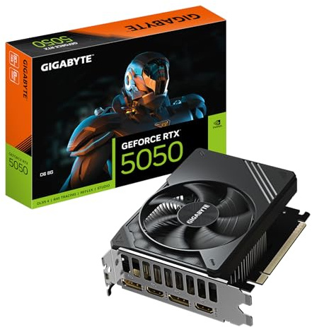 GIGABYTE GeForce RTX 5050 D6 8G Carte Graphique - 8GB GDDR6, 128bit, PCI-E 5.0, 2572MHz Fréquence du cœur, 2 x DP, 2 x HDMI, NVIDIA DLSS 4, GV-N5050D6-8GD