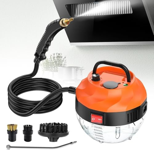 Pulitore a vapore portatile, 3800 W, pulitore a vapore portatile ad alta pressione, pulitore a vapore ad alta pressione, pulitore a vapore a pressione da 1 l/3 bar con 3 ugelli, 6 velocità regolabili