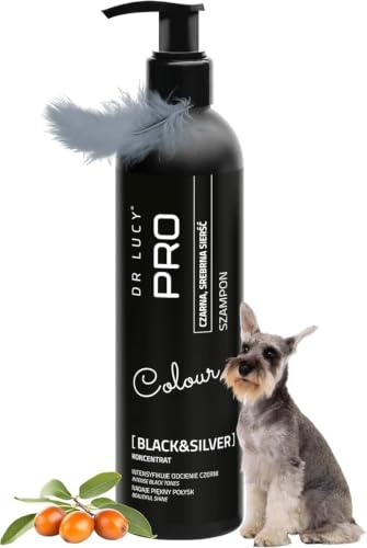 DR LUCY PRO Silver and Black Hundeshampoo für schwarzes & Dunkles Fell, intensiviert Farbe, pflegt & verleiht Glanz, 250 ml