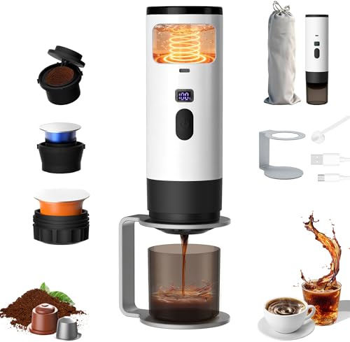 Kybelehoo Mini Kaffeemaschine mit Heizfunktion, Tragbare Espressomaschine