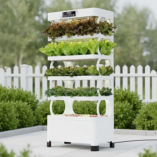 Sistema di Coltivazione Idroponica Indoor a 5 Livelli con Luci di Crescita a LED - 72 Fori per Piante e 85 Capsule per Verdure, Erbe, Fragole, Kit Giardino Intelligente Senza Terra p Standard Edition