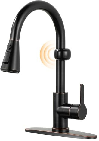 Touchless Kitchen Faucet Motion Sensor - Activated Smart Hands Free Kitchen Faucets with Pull Down Sprayer Single Handle Kitchen Sink Faucet, Oil Rubbed Bronze