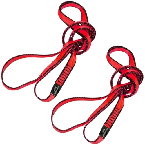 LETTO & TAILOR Kletterschlinge 23KN | Bandschlinge Klettern 19mm | CE Zertifiziert | Nylon Bandschlinge für Yoga, Standplatzbau, Rettung (2, Rot, 120 cm / 48 Zoll)