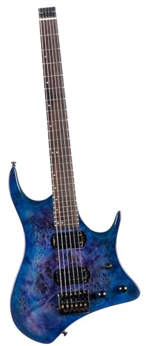 Elektrische Gitarre Headless Jazz E Gitarre Humbucker Pickup Für Anfänger Und Erwachsene Üben Des Spielens(Blue)